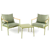 Set da Giardino 2 Poltrone con Tavolino in Acciaio verde | Arredo Outdoor EDG - 7400021A771