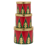 Set 3 Scatole Decorative Tamburo rosso verde e oro EDG Enzo De Gasperi