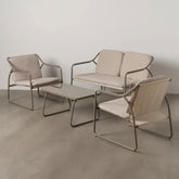 Ixia - Set Da Giardino in Acciaio Grigio 4 Pezzi - Divano 2 Poltrone Tavolino con Vetro Temperato - 614443