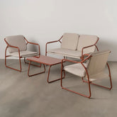 Ixia - Set Da Giardino in Acciaio Rosso Ruggine 4 Pezzi - Divano 2 Poltrone Tavolino con Vetro Temperato - 614444