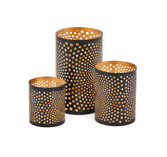 Set 3Pz Portacandele cilindri in metallo traforato - 601883