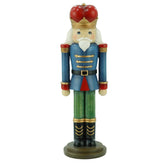 Soldatino Schiaccianoci in Resina con Giacca Blu e Corona Rossa H 28,5 cm