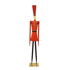 Soldatino natalizio in metallo cappello rosso H90 - 1212847-rosso