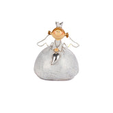 Statuetta Angelo in Cemento con Cuore e ali LED H19 - 1236900-C