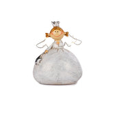 Statuetta Angelo in Cemento con Stella e Ali LED H19 - 1236900-S