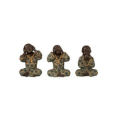 Set 3 statuette monaci zen non sento, non vedo, non parlo H15 - 11643