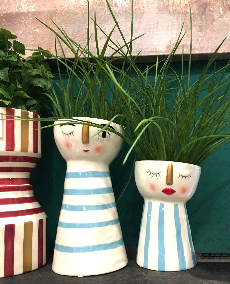 Vaso Doll righe orizzontali azzurre - 013712