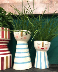 Vaso Doll righe orizzontali azzurre - 013712