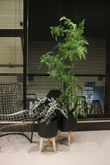 Vaso in metallo nero su piedi in legno - CONFIG0170