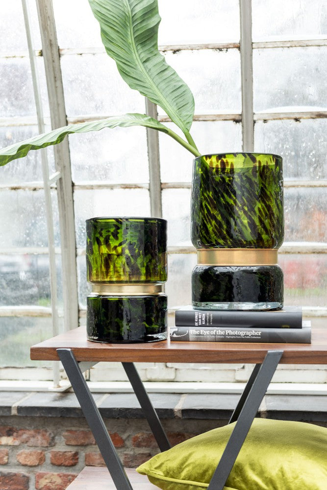 Vaso Macchia Verde con Fascia Oro : Vasi di design in vetro - CONFIG0122