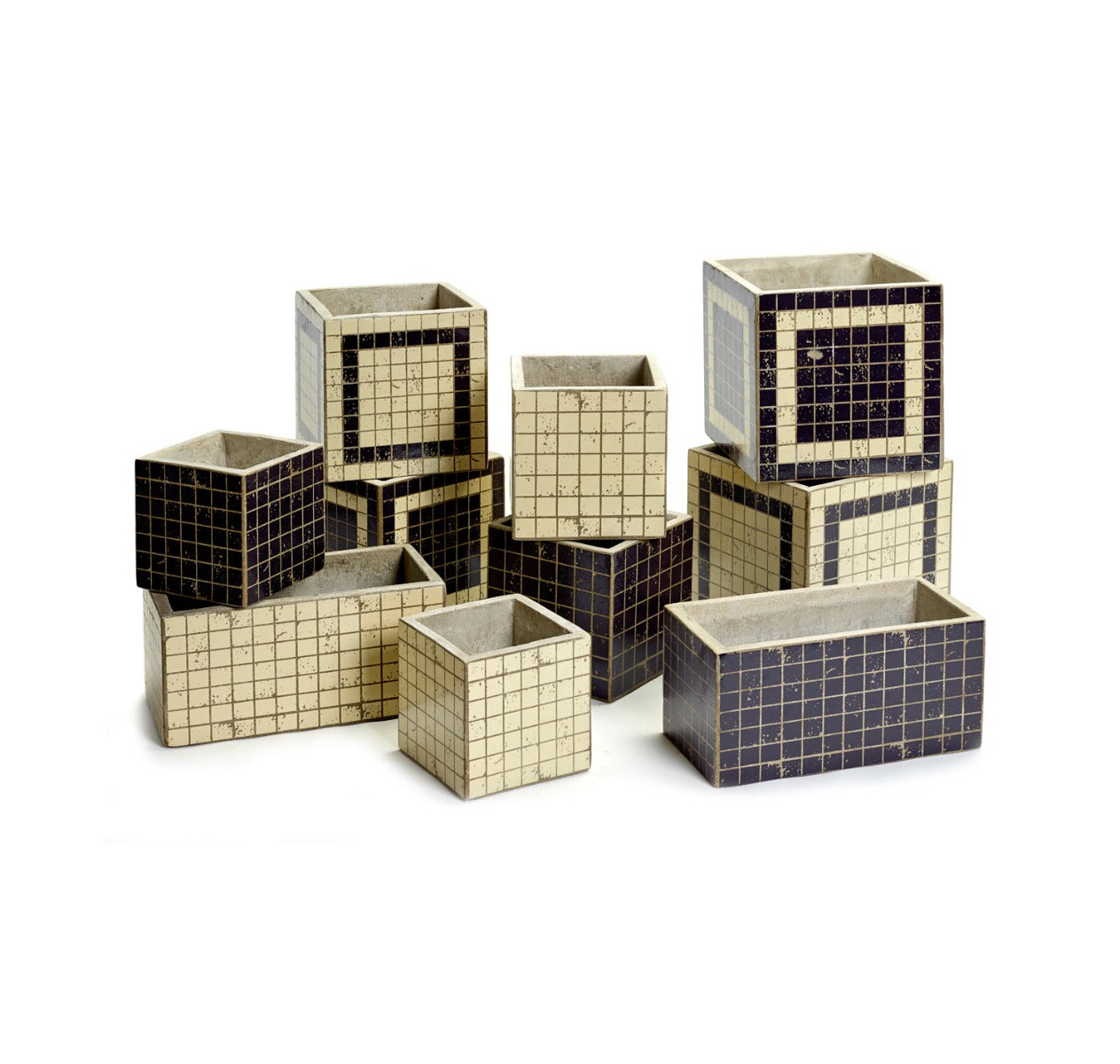 Cachepot Marie Mosaico rettangolare : vasi in cemento Serax - CONFIG0294