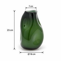Vaso Ammaccato EDG Enzo De Gasperi in vetro verde – dimensioni Ø 18 × H 23 cm, bocca Ø 7 cm