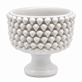 Vaso Ciotola Fenice Pigna con piede EDG Enzo De Gasperi in ceramica bianca waterproof Ø 33 × H 31 cm.
