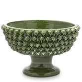 Vaso Ciotola Fenice Pigna Con Piede Ceramica Verde H24,5 D40 EDG - Enzo De Gasperi - 1100353A700