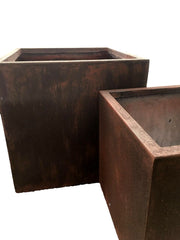 Vaso Cubo Rust Corten : Vasi di design da esterno - CONFIG0165