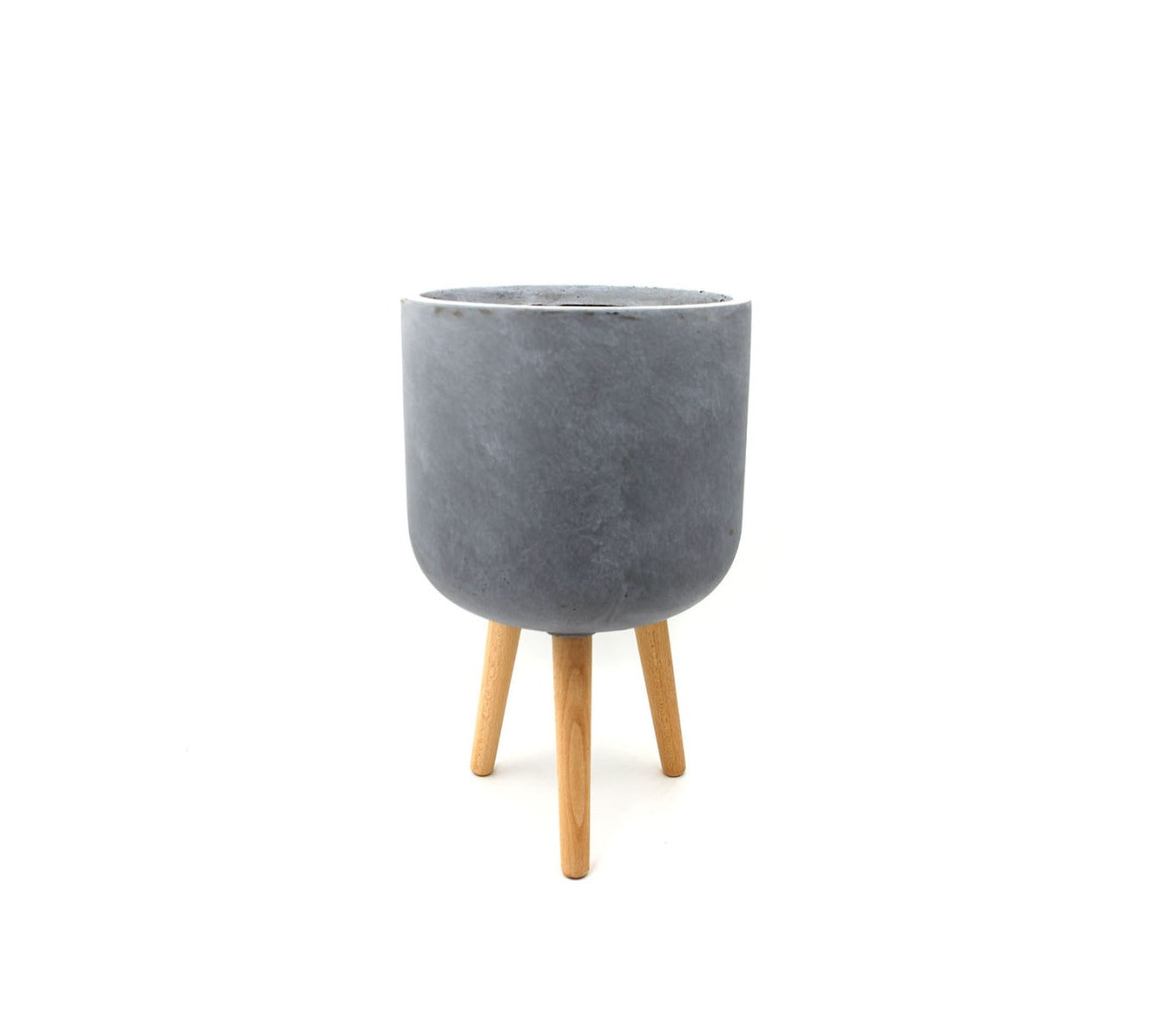 Vaso in cemento e resina su piedi in legno H50 - 8420004-M