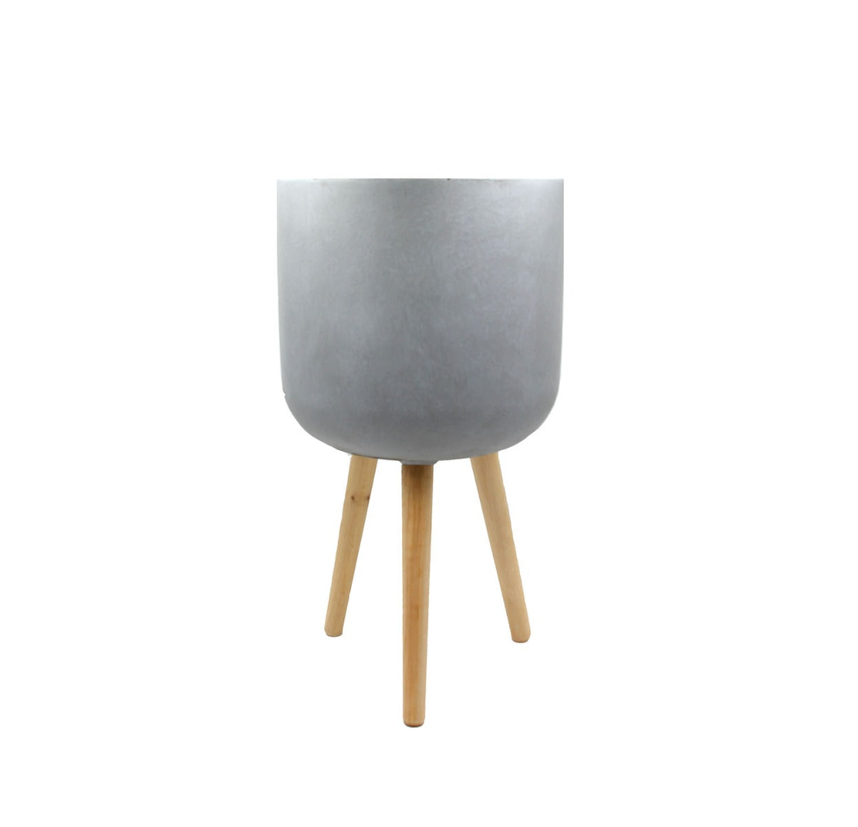 Vaso in cemento e resina su piedi in legno H67 - 8420004-L