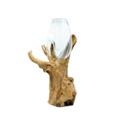 Vaso in vetro riciclato su legno naturale XL - 1735