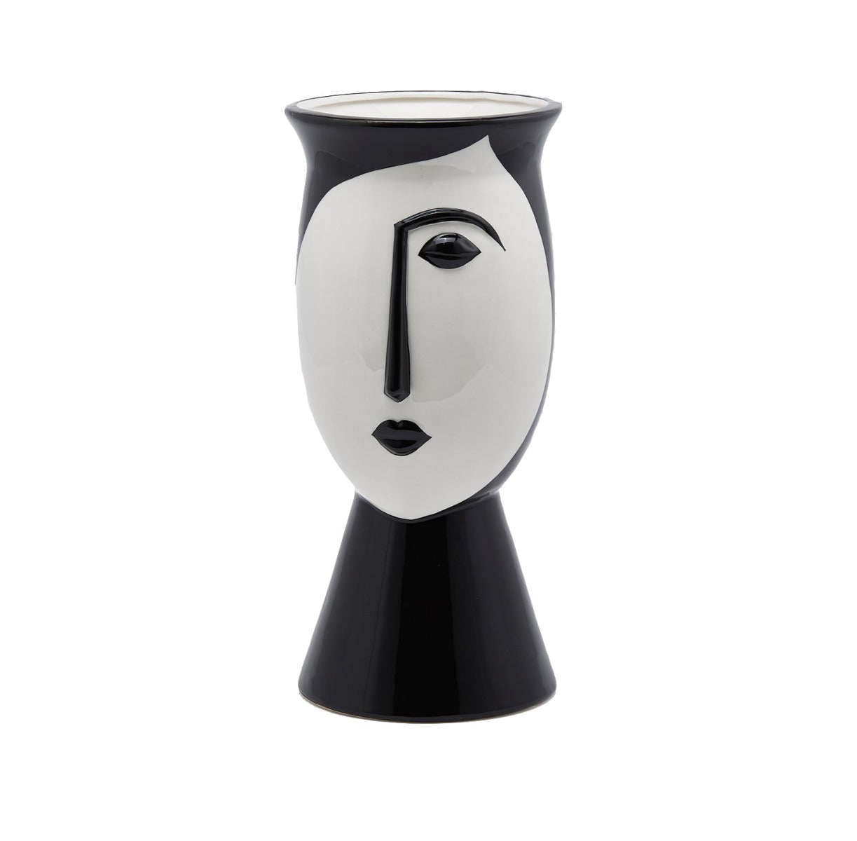 Vaso Volto bianco e nero in ceramica H38 - 013723