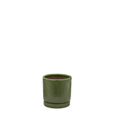 Vaso Glaze Rotondo EDG in Terracotta Verde H16 con Sottopiatto Integrato