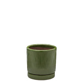 Vaso Glaze Rotondo EDG in Terracotta Verde H23 con Sottopiatto Integrato