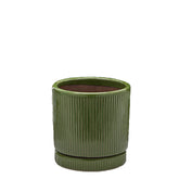 Vaso Glaze Rotondo EDG in Terracotta Verde H28 con Sottopiatto Integrato