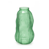 Vaso Millerighe Sinuoso Verde in vetro EDG Enzo De Gasperi H 32 × Ø 18 cm con lavorazione a righe verticali e forma ondulata