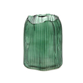 Vaso Millerighe in vetro verde EDG Enzo De Gasperi H 22,5 × Ø 17,5 cm con lavorazione a righe verticali