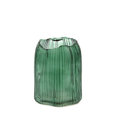 Vaso Millerighe in Vetro Verde H22,5 cm EDG Enzo De Gasperi