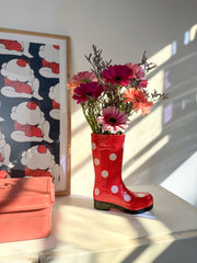 Vaso Stivale Wellington Rosso a Pois - Bitten Design