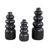 Vaso Trina Black | Vaso in ceramica nera con motivo a cerchi sovrapposti - CONFIG0386-1