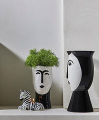 Vaso Volto bianco e nero in ceramica H38 - 013723