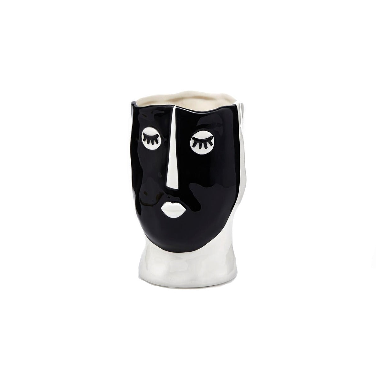 Vaso Volto bianco e nero in ceramica H19 - 013722