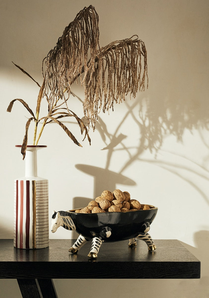 Vaso Bottiglia Righe H33 : Vaso decorativo in ceramica - 014709