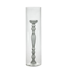 Vaso Portacandela in vetro trasparente e grigio H39 - B0819601