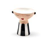 Vaso Faccia con righe nere e bianche H16 Ø13 - 015493