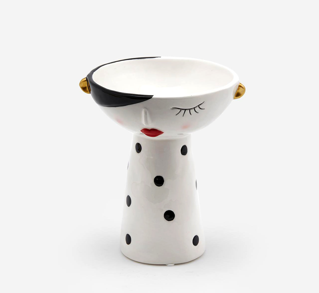 Vaso Faccia con pois neri H17 Ø14 - 015494