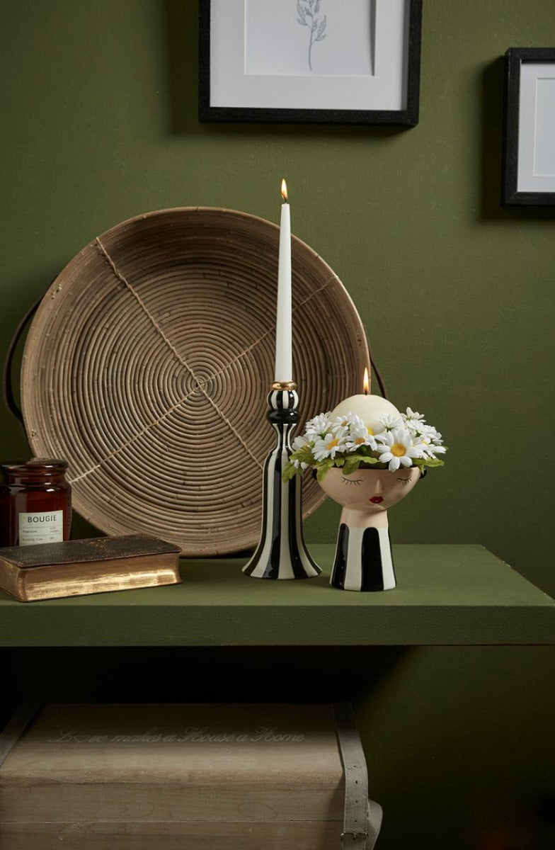 Vaso Faccia con righe nere e bianche H16 Ø13 - 015493