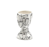 Vaso FaceStyle H21 | Vaso in ceramica bianca con tratti somatici neri - 013910