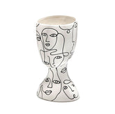 Vaso FaceStyle H26 | Vaso in ceramica bianca con tratti somatici neri - 013909