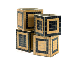 Vaso Marie Mosaico Blue & Gold : Vasi di design in cemento - CONFIG0183