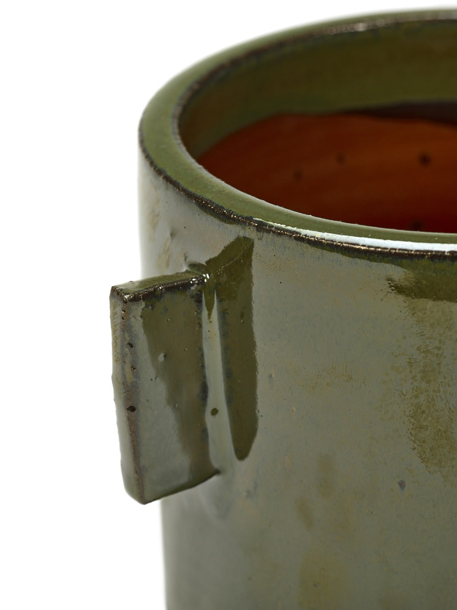 Vaso in ceramica verde con manici - CONFIG0331