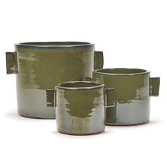 Vaso in ceramica verde con manici - CONFIG0331