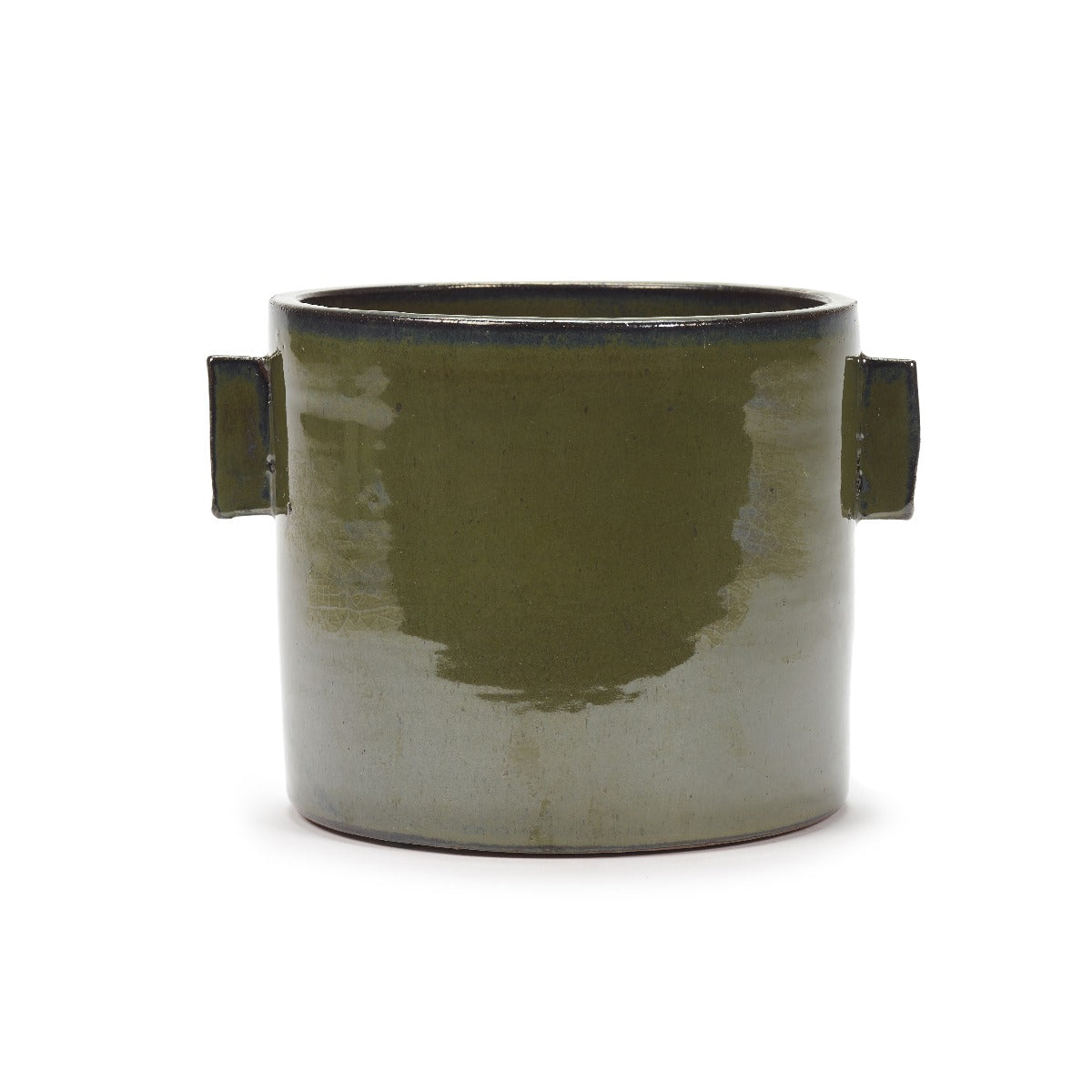 Vaso in ceramica verde con manici H17,5 - B0521012