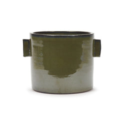 Vaso in ceramica verde con manici H17,5 - B0521012