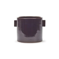 Vaso in ceramica viola con manici H17,5 - B0521015