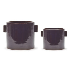 Vaso in ceramica viola con manici - CONFIG0336