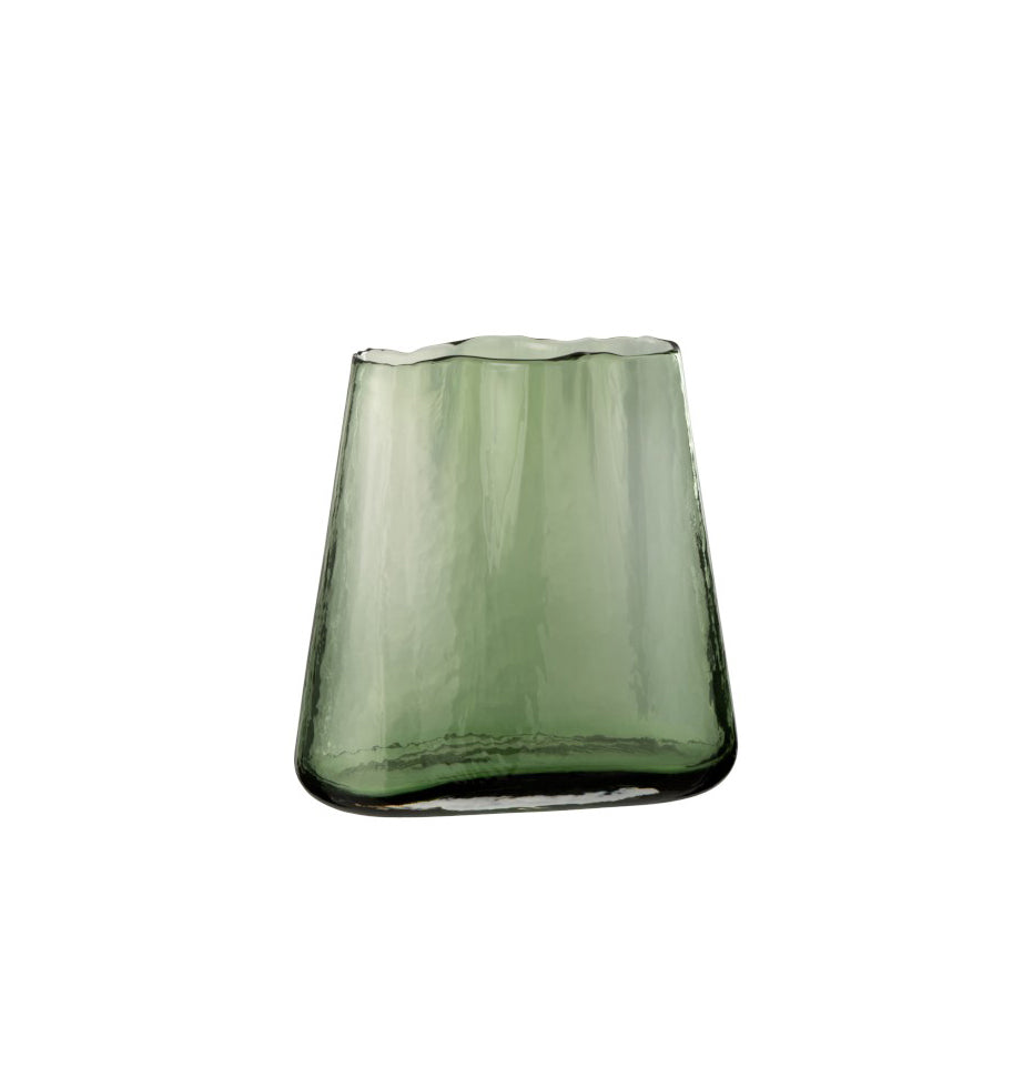 Vaso largo irregolare in vetro verde H20 - 13911