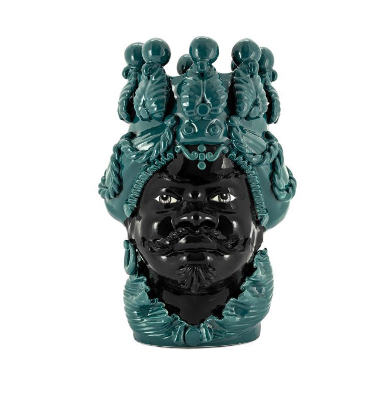 Vaso Moro Man Big Simply Verde Ottanio Volto Nero - 201081-96