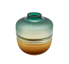 Vaso Orcio in vetro molato green gold H24 - 104559-89